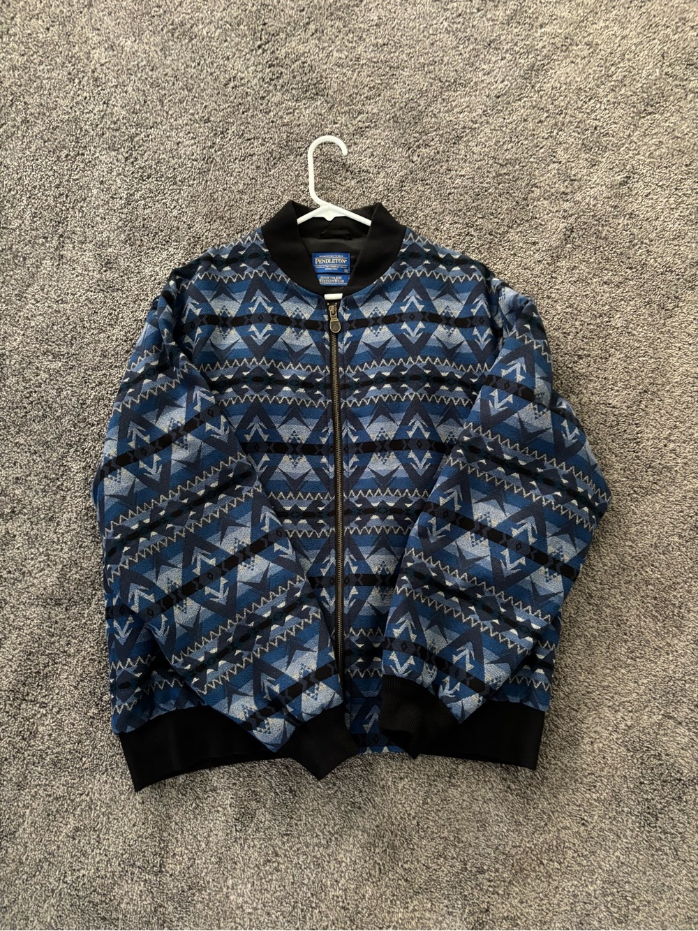 Pendleton Blue Patterned Bomber Jacket